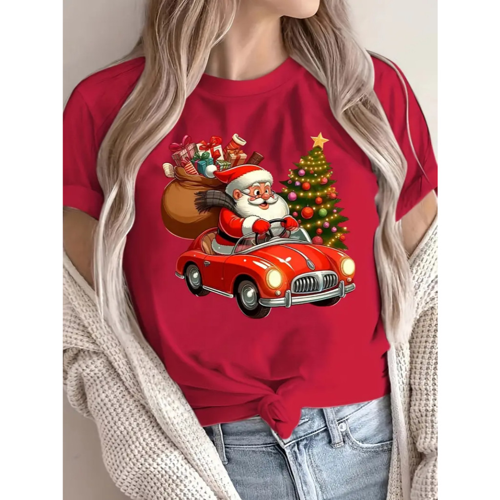 [Camiseta Premium em Algodão Puro]SISI Camiseta Algodão Festa Natalina Final de ano Lançamento