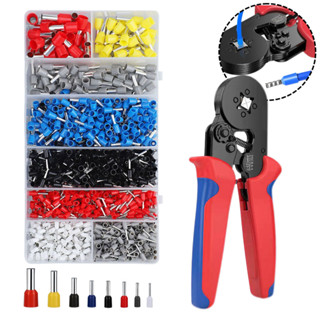 Kit Alicate de Crimpagem Profissional  Terminais Tubulares 0.25 a 10mm² + 1200 Terminais Isolados ou Kit sem Alicates em Oferta na Shopee