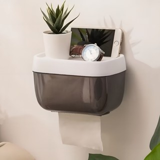 Suporte De Papel Higiênico De Plástico Montado Na Parede Para Banheiro Armazenamento À Prova D'água em Oferta na Shopee