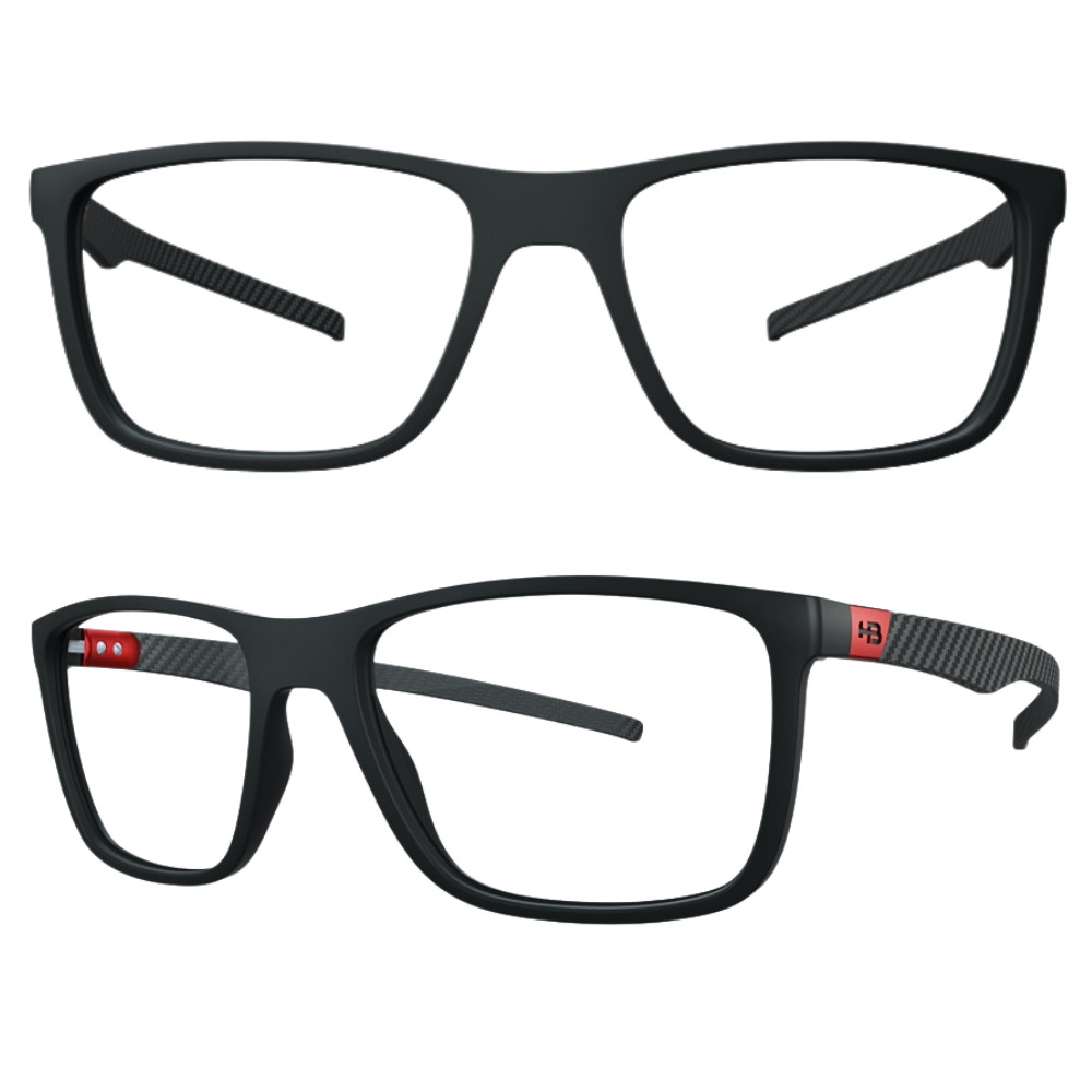 Armação Grau Hb Duotech 93138 Matte Black/Carbon Fiber D. Red T54