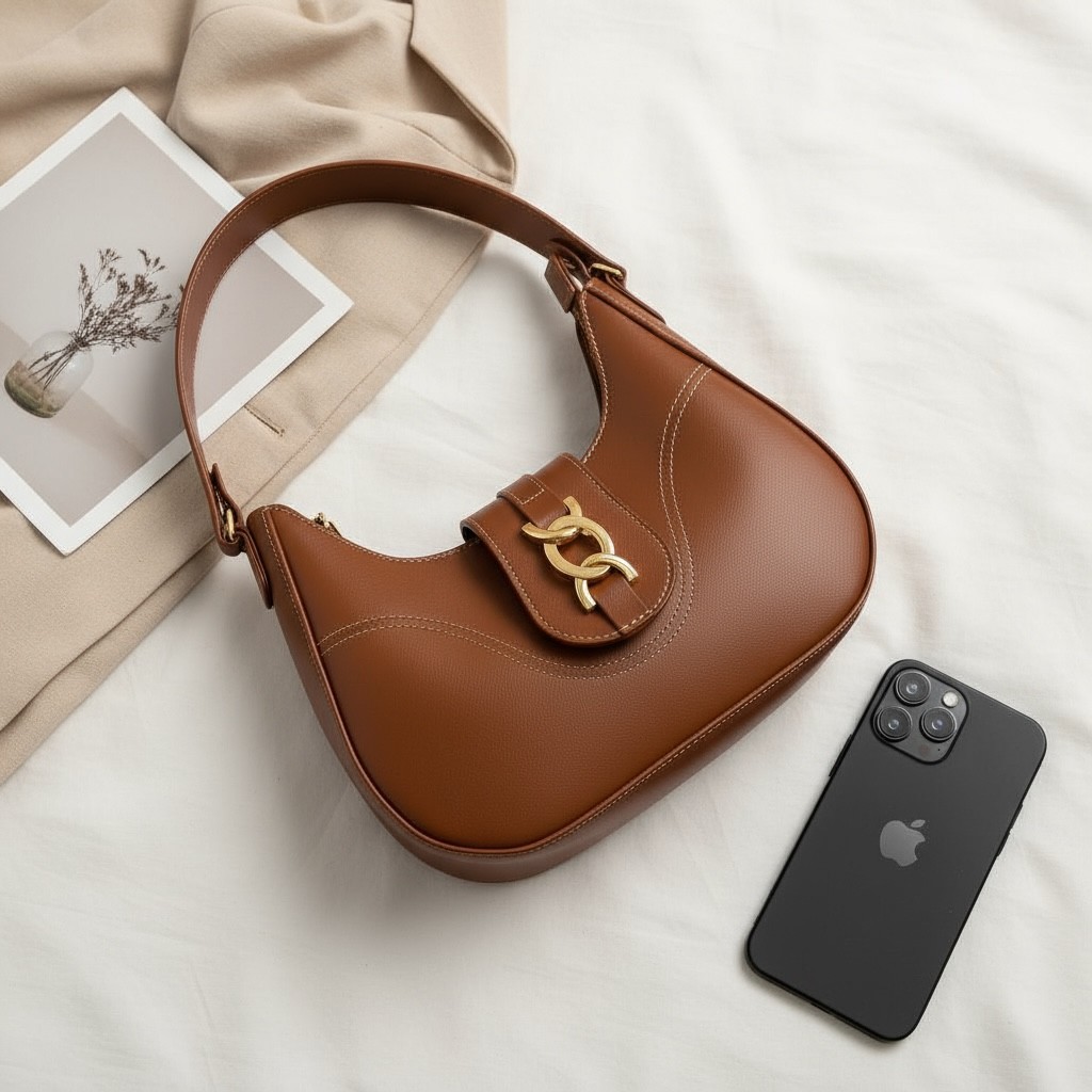 Bolsa Feminina Marrom Caramelo Baguete Média Epaçosa Estilosa Casual em Oferta na Shopee