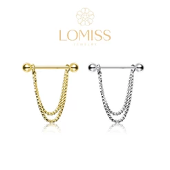 Piercing Mamilo Argola Com Corrente Cobre / Aço Cirúrgico Zircônias Cravejado Para Mamilo Feminino e Masculino