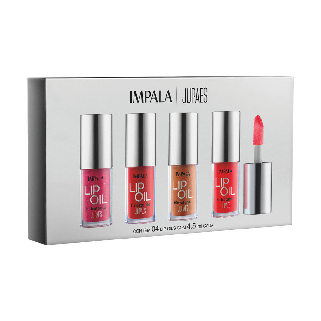 Kit 4 Lip Oil Hidratante Labial Coleção Ju Paes Virando o Jogo Impala