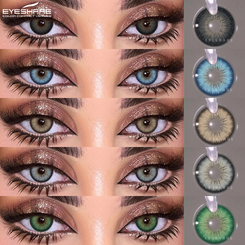 EYESHARE Lentes De Contato Coloridas Para Olhos Naturais Cinza Verdes Azuis Moda Marrons 1 Par