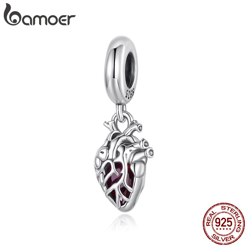 Bamoer 925 Prata Esterlina Charme Batendo Coração Pingente DIY Para Pulseira Presentes Mulheres em Oferta na Shopee