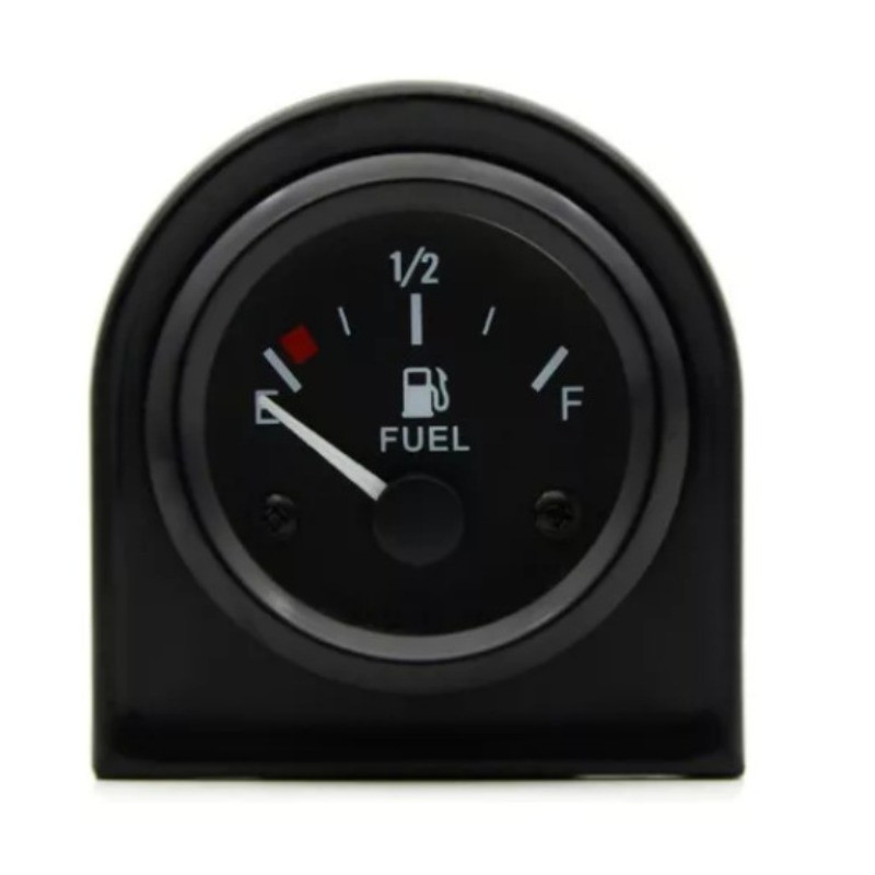 Medidor De Nível De Combustível Facial Branco/ Preto  De 2 " 52mm Para Carros Aro Preto 12V 240-33 ohms em Oferta na Shopee