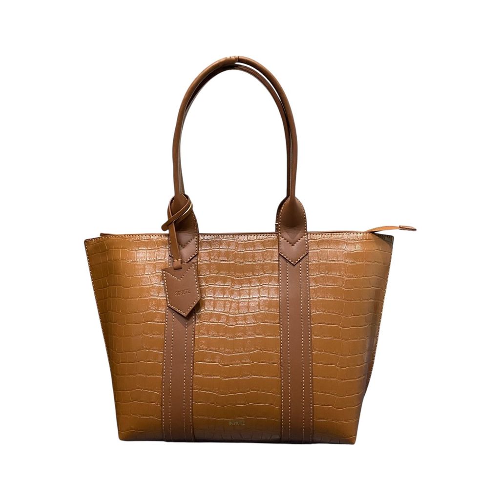 Bolsa Feminina Schutz Shopping Nay Croco Grande Caramelo
