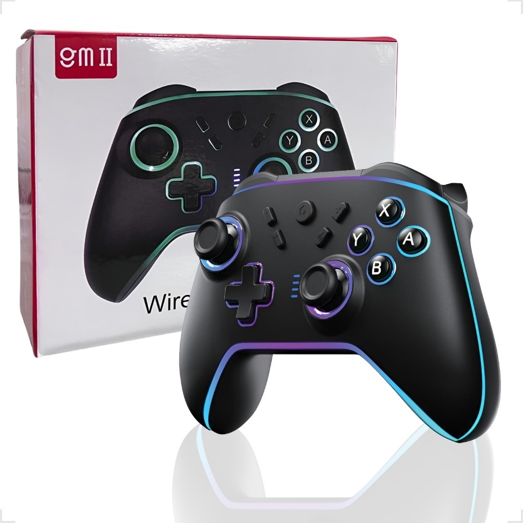 Controle Gamer Sem Fio Wireless Bluetooth Com Luz De Led RGB GM II SN2208 em Oferta na Shopee