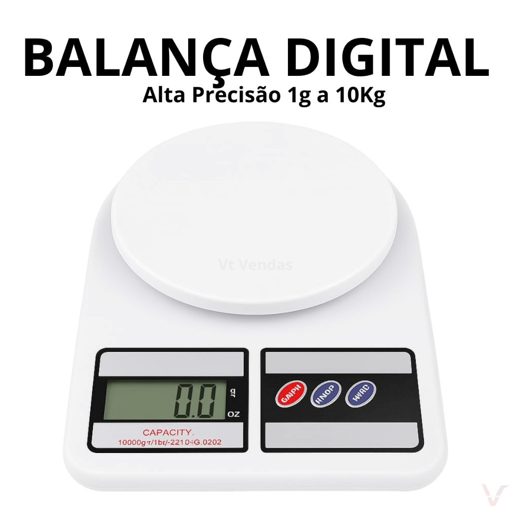 Balança Digital de Cozinha de Precisão 1g a 10Kg para Nutrição e Dieta - Duas Pilhas em Oferta na Shopee