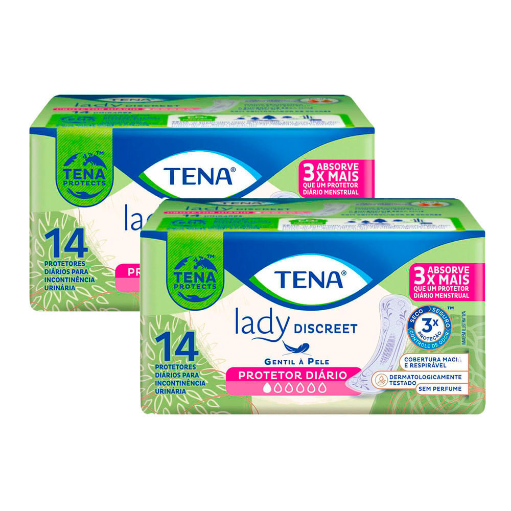 Kit 2 Protetor Diário Tena Lady Discreet para Incontinência Urinária 14 Unidades em Oferta na Shopee