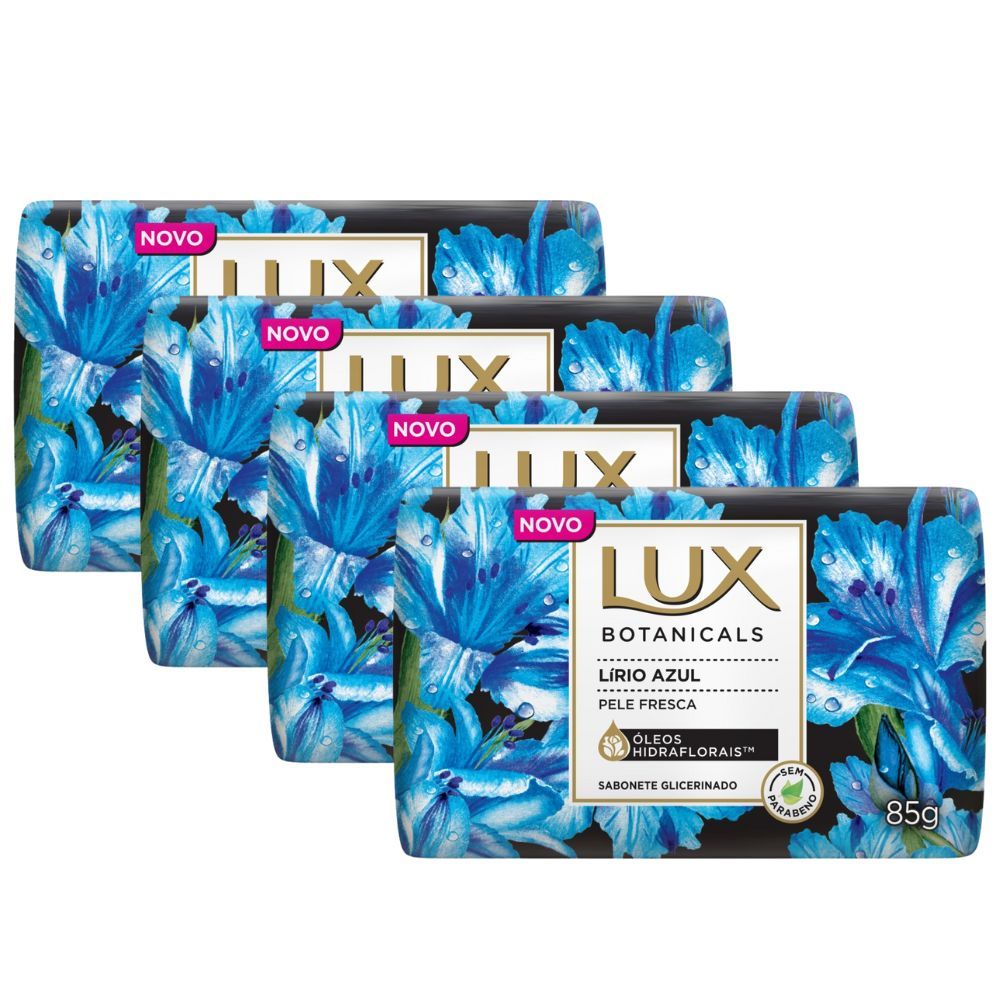 Kit 4 Sabonete em Barra Lux Botanicals Lírio Azul 85g em Oferta na Shopee