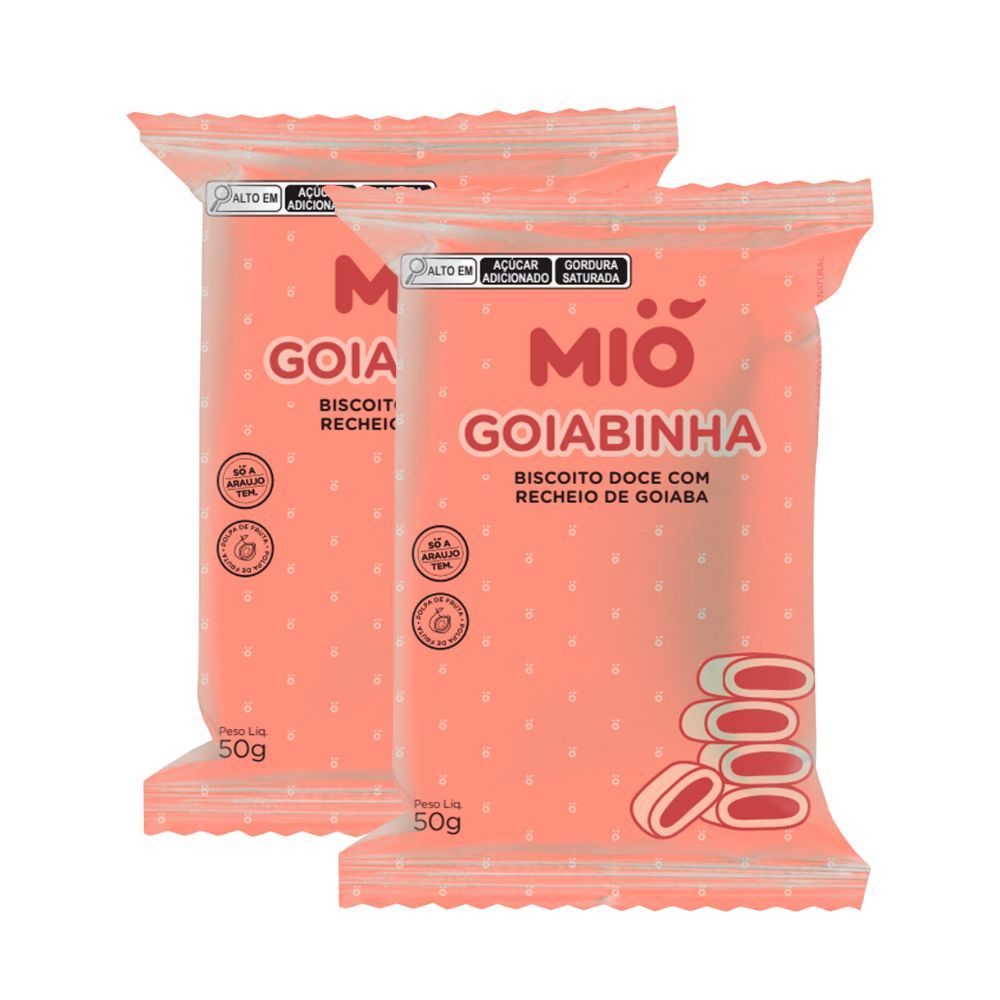 Kit 2 Biscoito Mió Goiabinha Recheado com Goiaba 50g