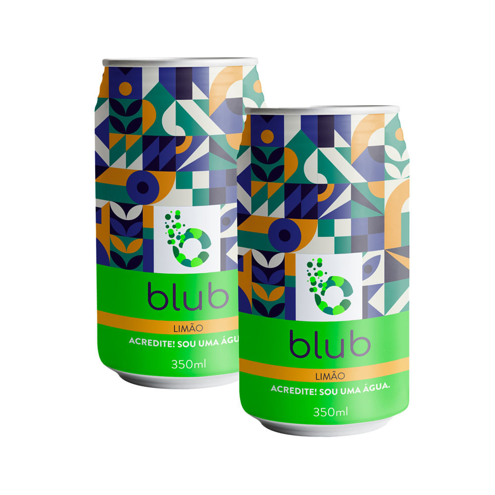 Kit 2 Água Blub Sabor Limão Gaseificada Lata 350ml