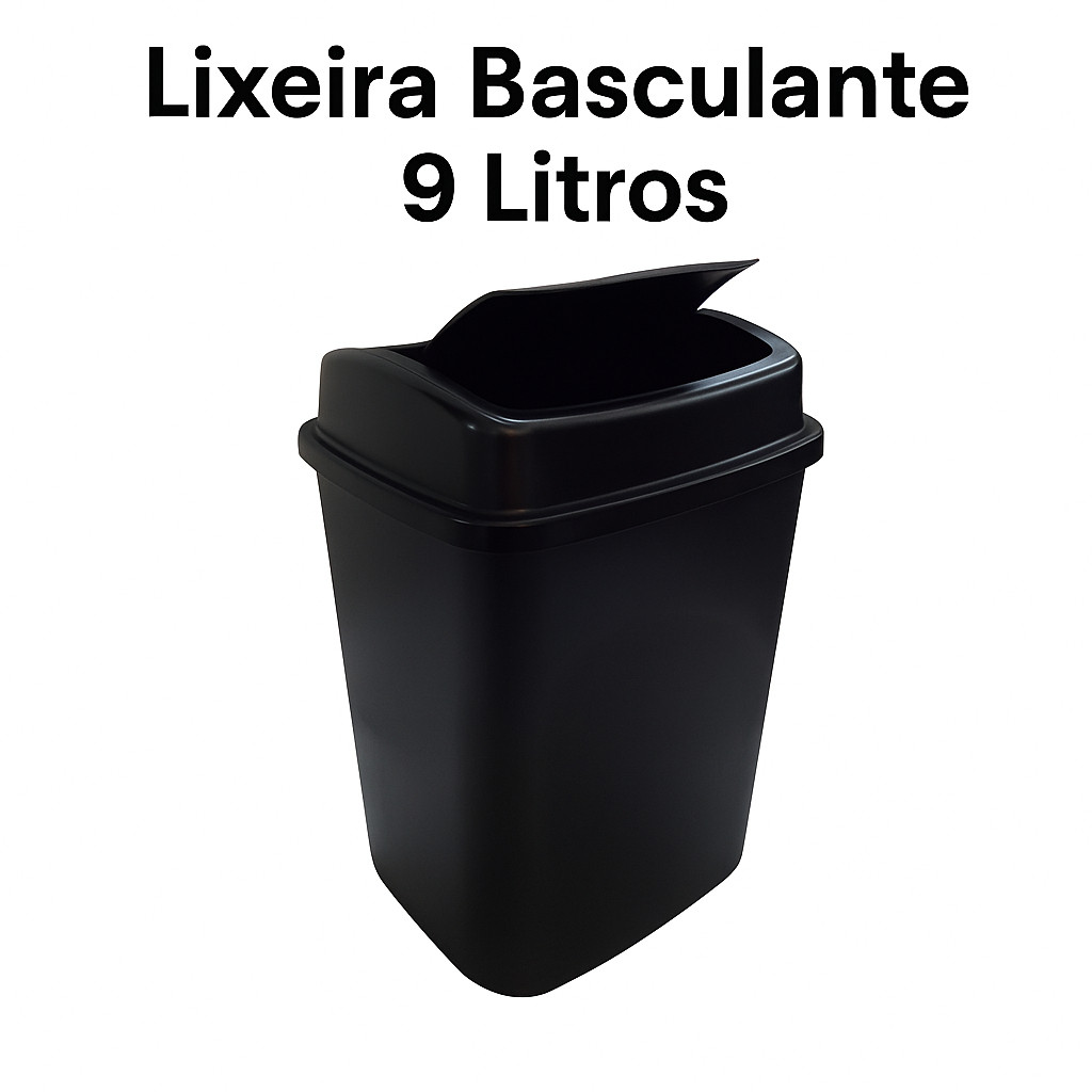 Lixeira Basculante 9 Litros Retangular Tampa Vai e Vem Banheiro Cozinha
