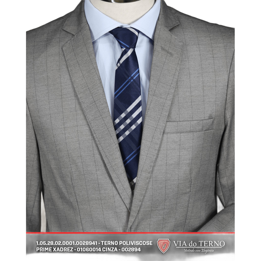 Terno Poliviscose cinza prime xadrez