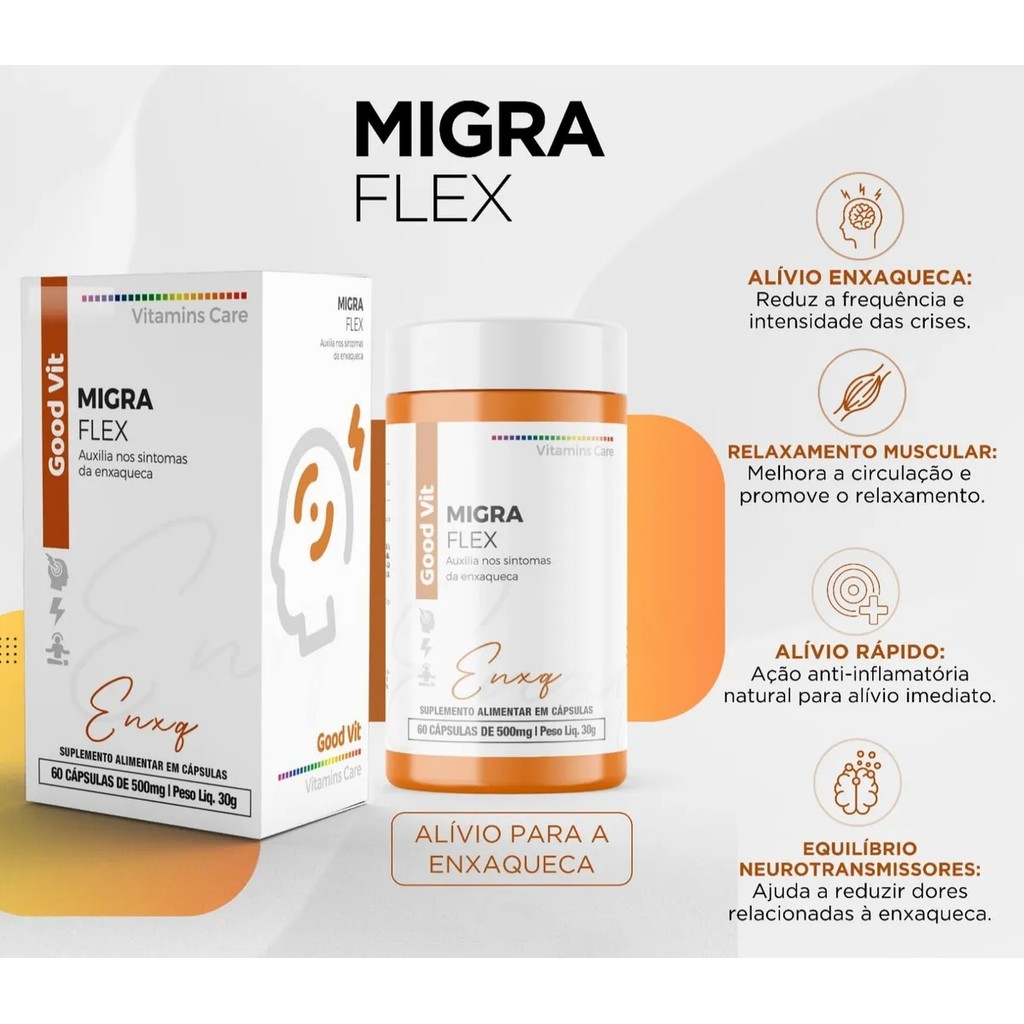 Migra Flex Suplemento Good Vit 60 Cps-Enxaqueca