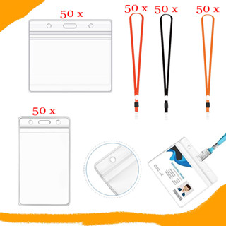 50 Pçs porta-crachás de identificação horizontais/verticais, protetor de cartão de PVC branco durável OU 50 Pçs cordões em Oferta na Shopee