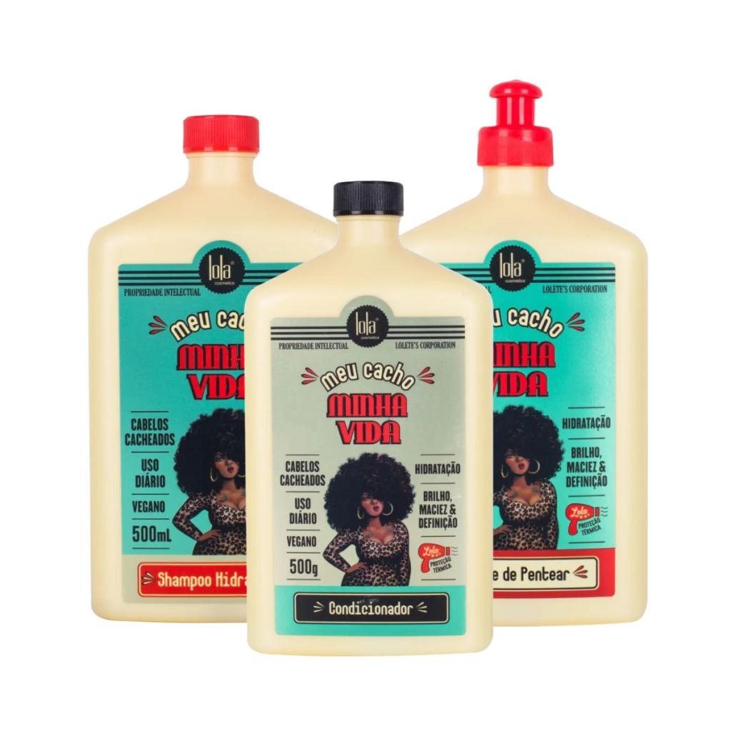 Kit Sh 500ml + Cond 500ml + Creme de Pentear 500ml Meu Cacho Minha Vida Lola Cosmetics em Oferta na Shopee