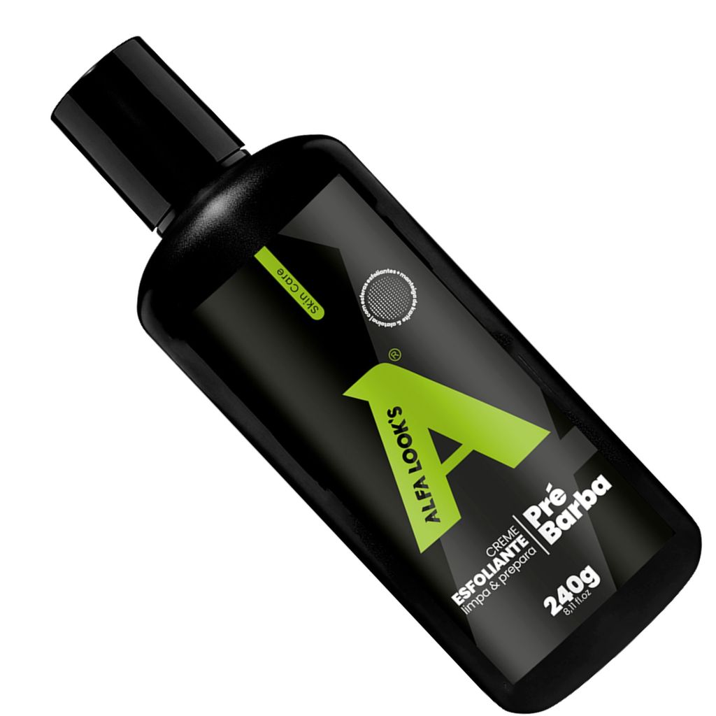Creme Esfoliante Facial Pré-Barba Alfa Look’s 240g Limpeza Profunda Controle Renovação da Pele