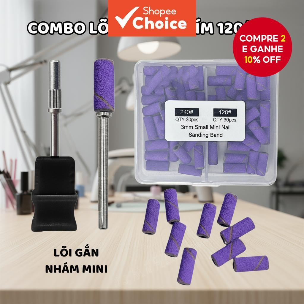  60 peças Mandris de Lixamento de Unhas Mini 3.1mm 120 240 Grão Broca Fina para Gel Acrílico Manicure