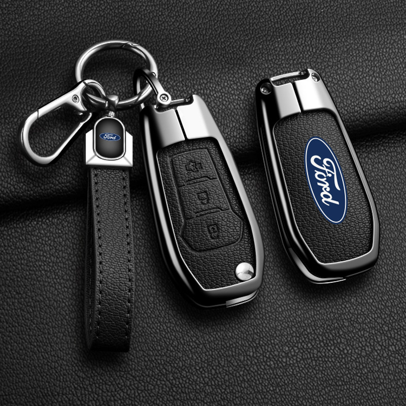 Metal Caso Chave Do Carro Capa Para Ford Figo 2017 Mondeo 5 Ecosport Fiesta Mk8 Everest Ranger Chaveiro Escudo Acessório