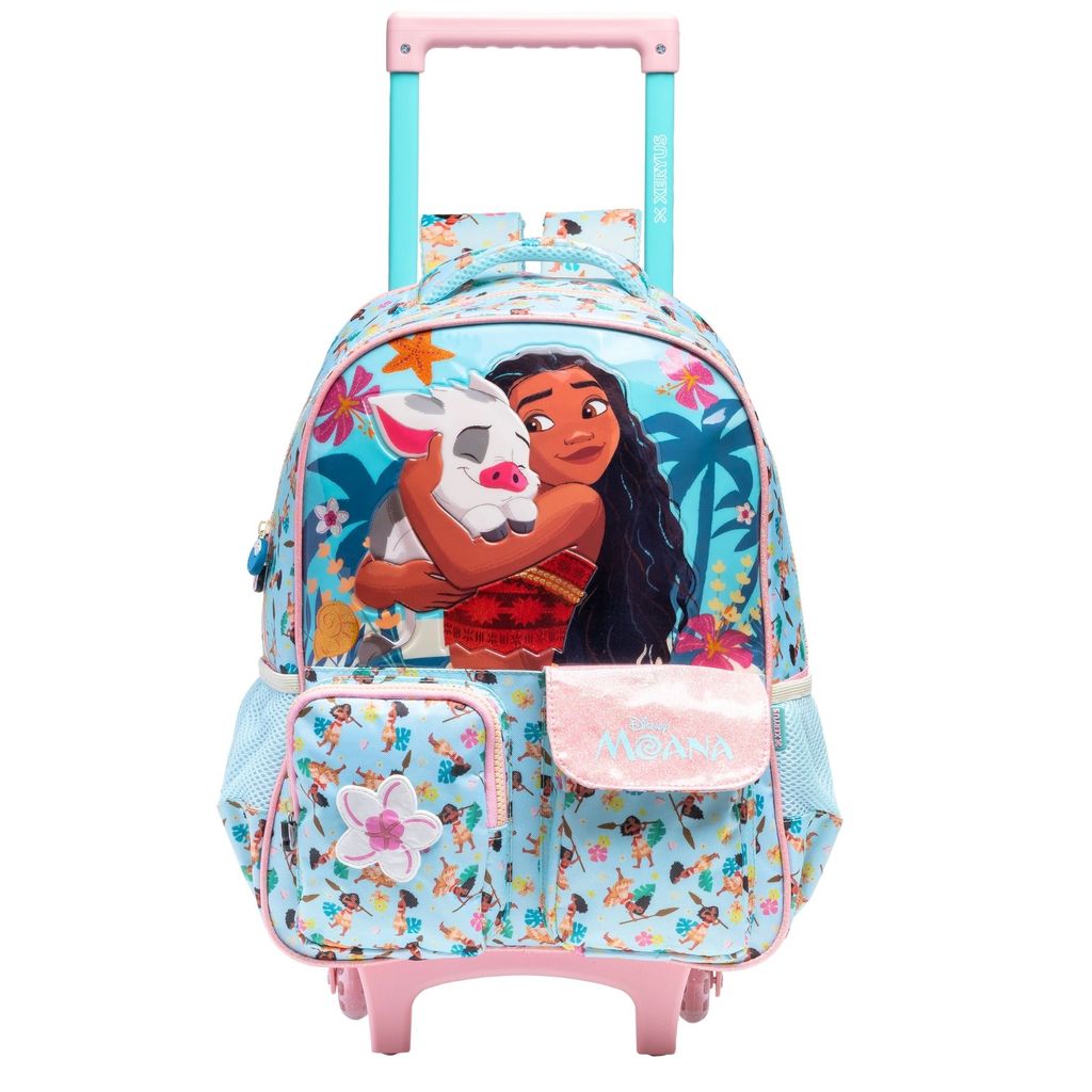 Mochila Escolar de Rodas e Costas Infantil Menina Princesa Moana Disney Original 14788 em Oferta na Shopee