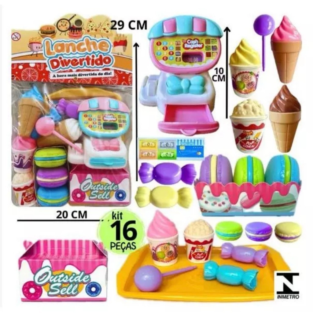 Mini Chef Kit Lanchonete Hamburgueria  Dinheiro. / Kits de brinquedo comidinha infantil simulação verduras/n-0233 em Oferta na Shopee