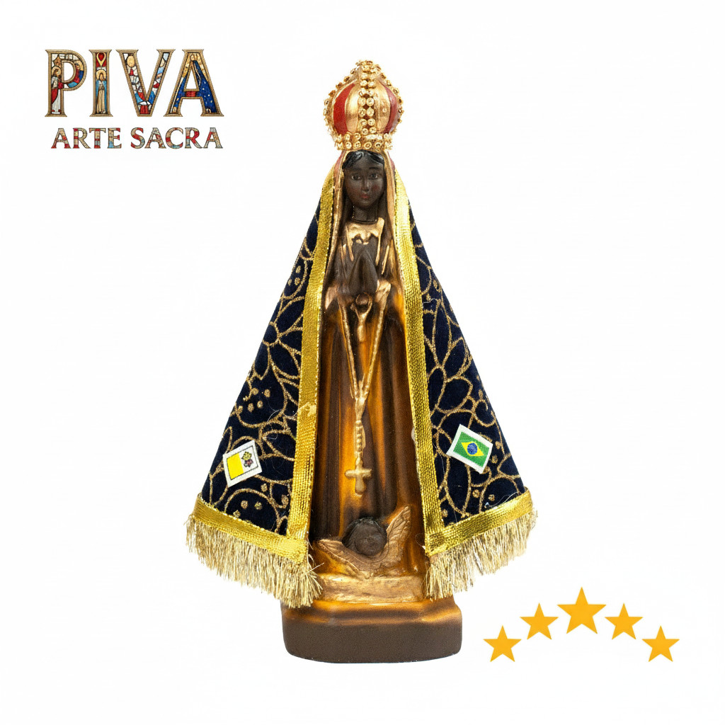 Imagem de Nossa Senhora Aparecida em gesso de 25cm c/ Manto BORDADO