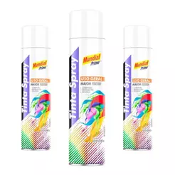 Kit 3 Tinta Spray Branco Mundial Prime - 400ml
