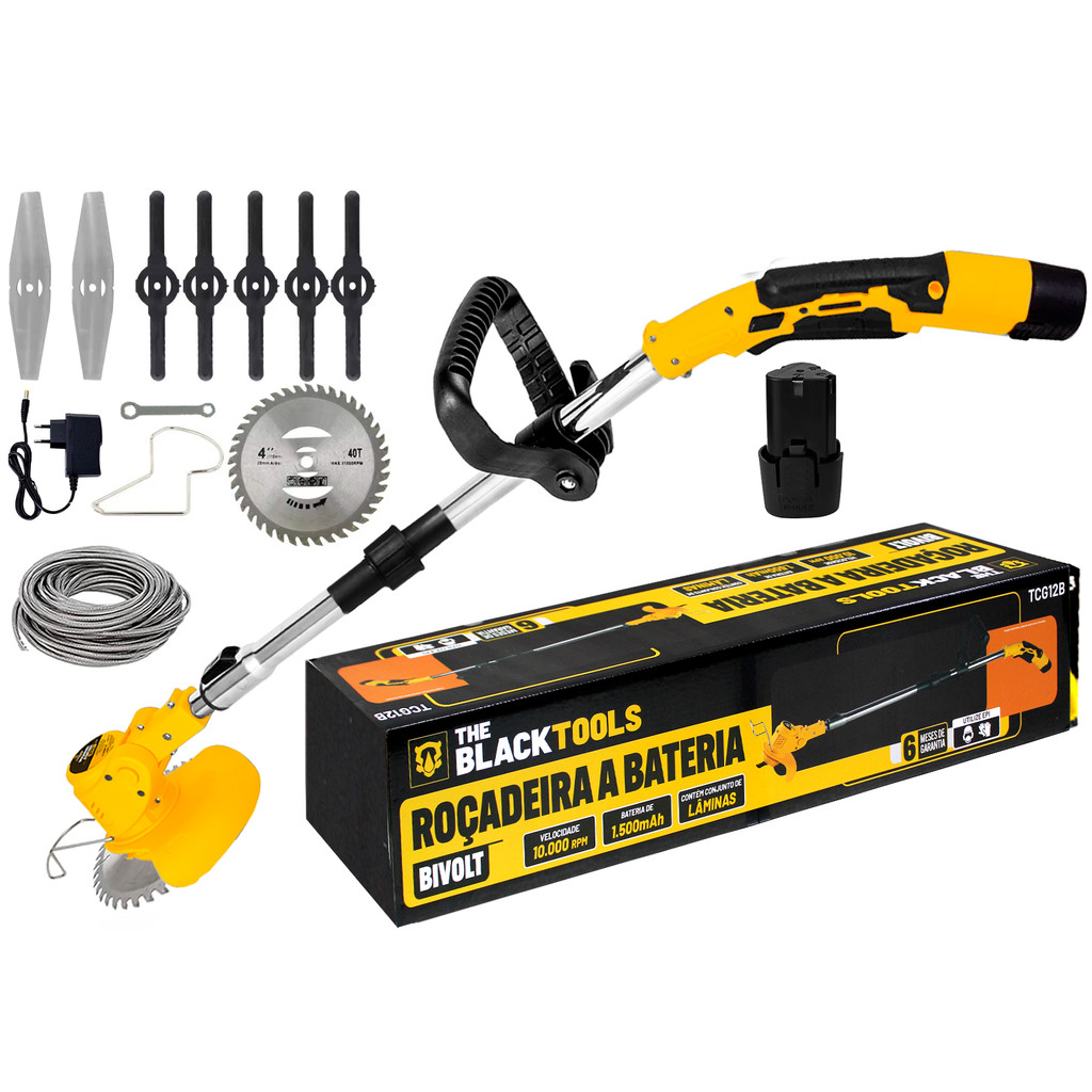 Aparador De Grama Elétrico Tira Capim Poda Recarregável 12v The Black Tools em Oferta na Shopee