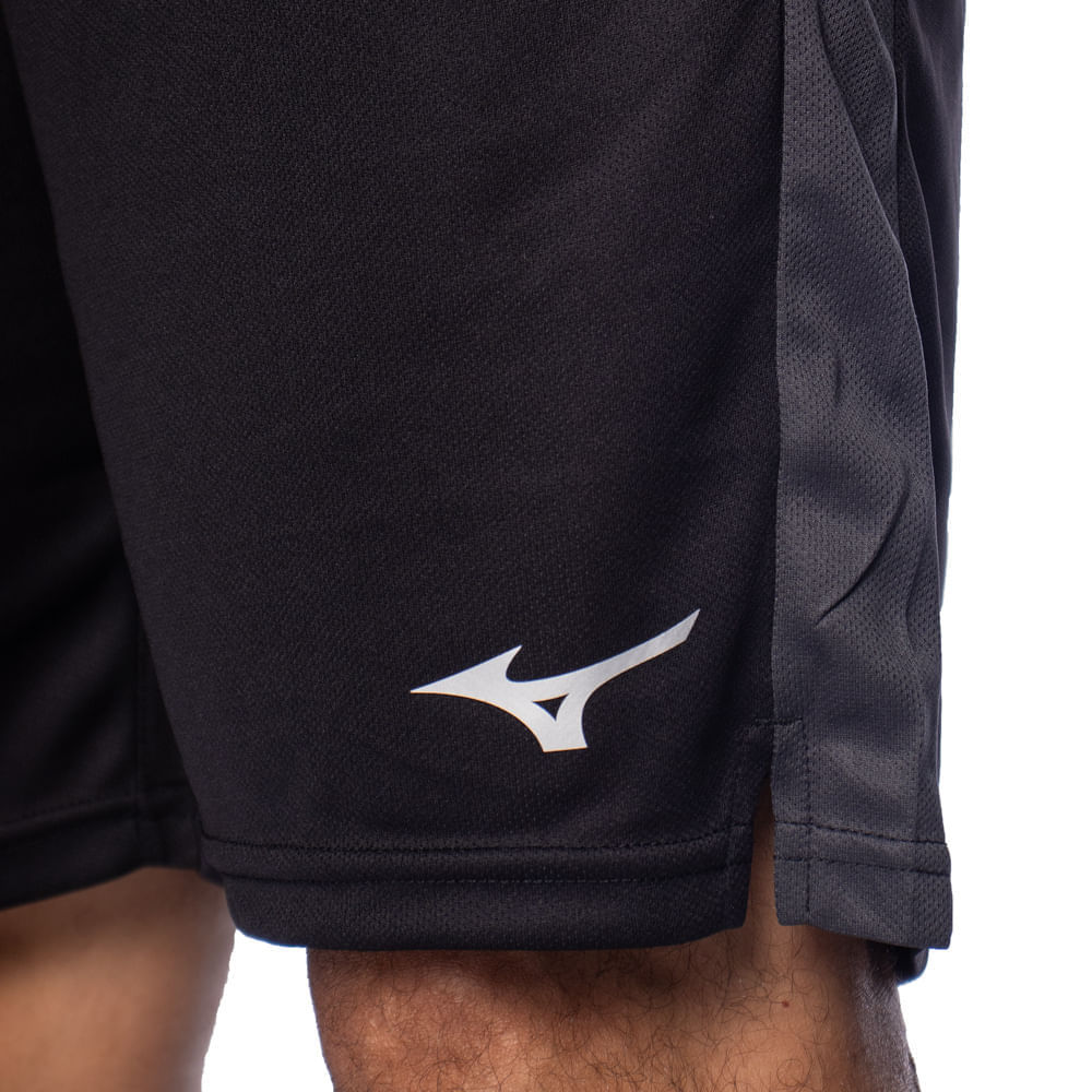 Detalhes do Bermuda Masculina Mizuno Root Mesh 2 Respirável Preto/Cinza