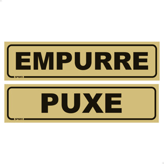 Placas Indicação Portas Empurre E Puxe 20x5 cm Preto/Dourado em Oferta na Shopee