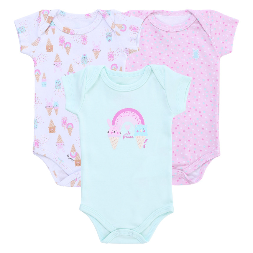 Kit Body Bebê Kiko Baby Estampa Arco íris 03 Peças em Oferta na Shopee