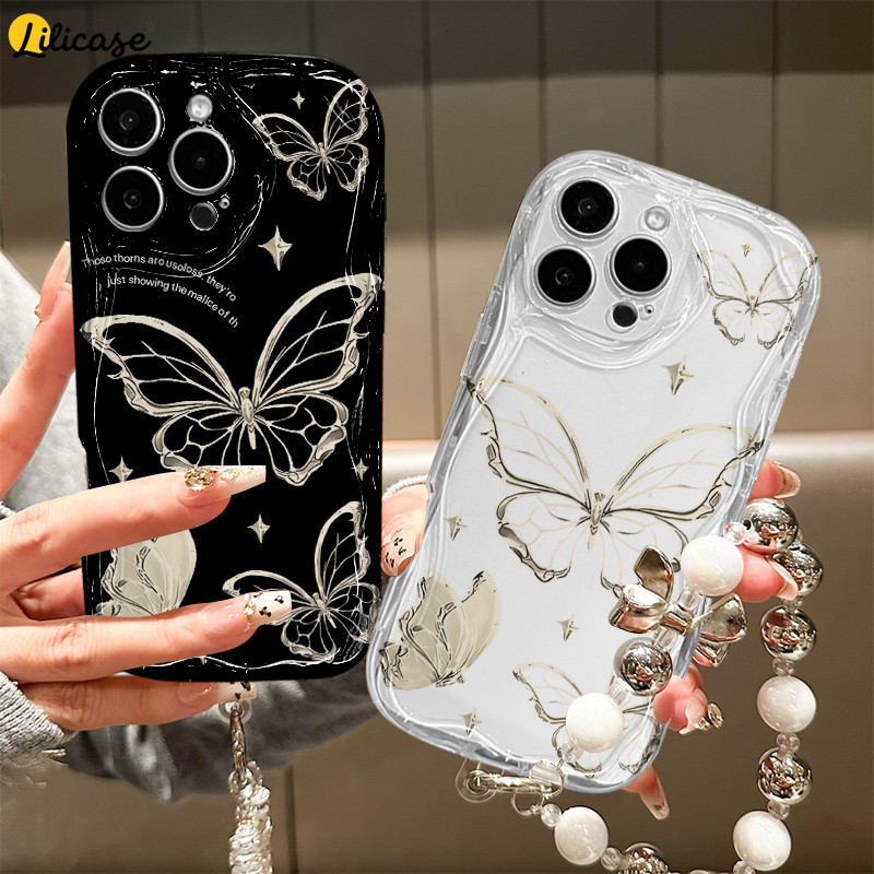 Capa Para Samsung A56 A36 A55 A54 A16 A15 A14 A05 A51 A52 A34 A35 A32 A13 A12 A04E Borboleta Dourada Linda De Telefone L