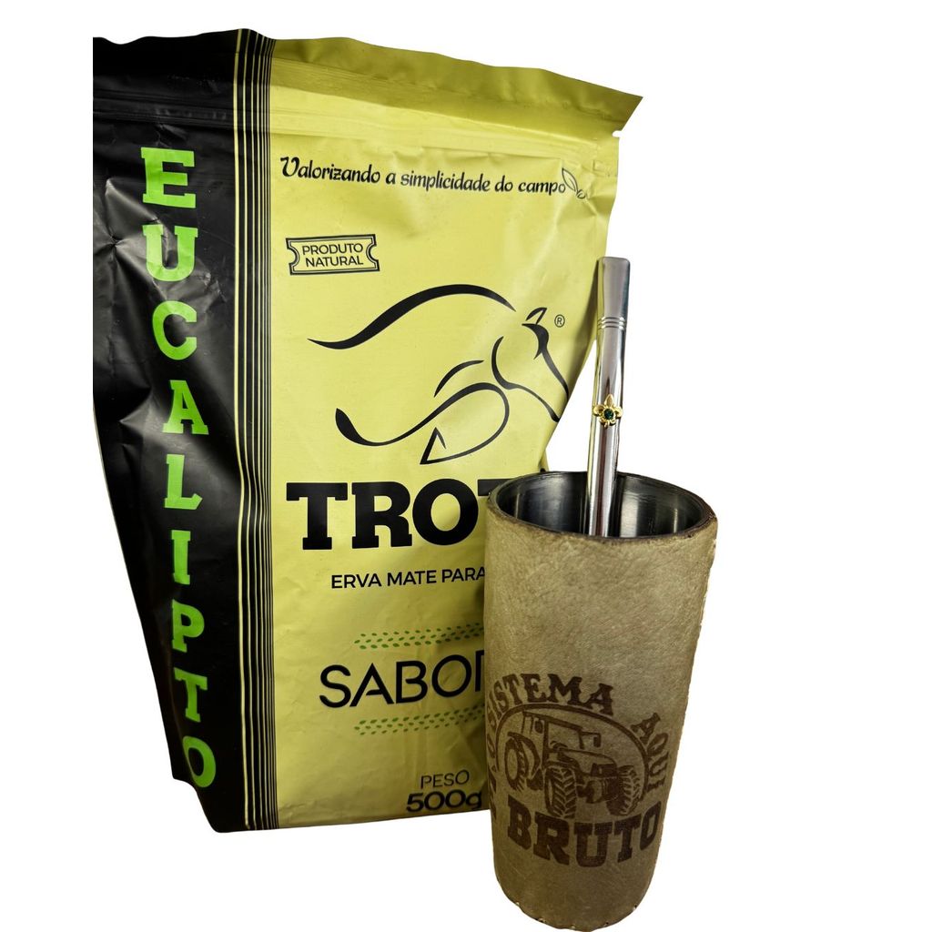 Kit Tereré – Guampa-é Bruto+Bomba+Erva Trot’s Eucalipto 500g