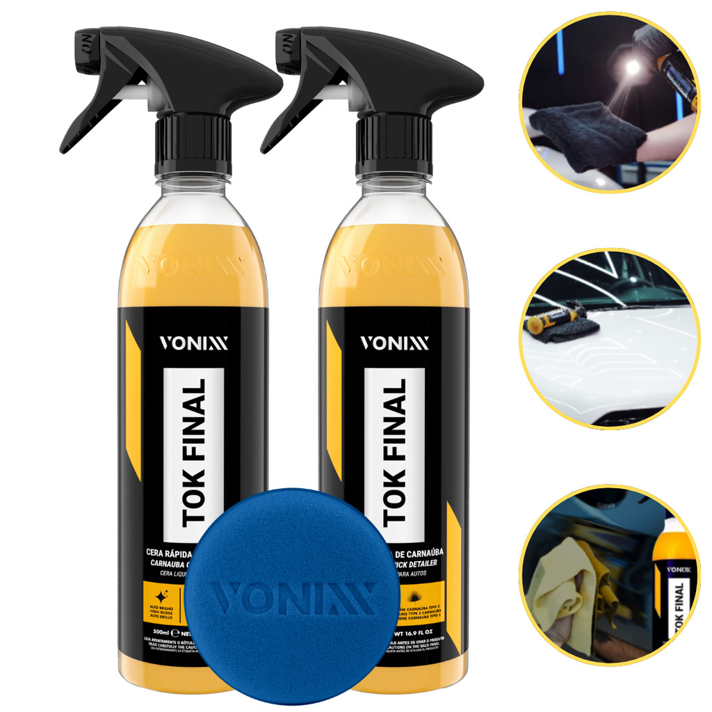 2 Cera Líquida Carnaúba Proteção Automotiva Tok Final Vonixx + Aplicador