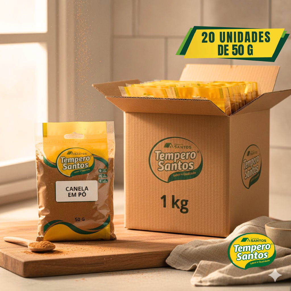 Canela Em Pó Pura 100% Aromática | Especiaria Para Doces Chás E Shots 250g / 500g / 1kg - Tempero Santos