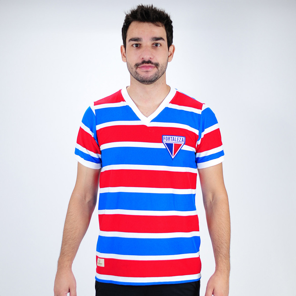 Camiseta de Time Retrômania Fortaleza 1983 Azul Vermelho e Branco - Masculino