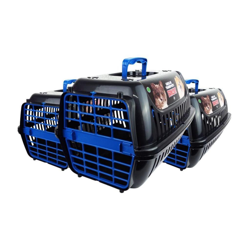 Kit 3 Caixa de Transporte Premium Brinqpet N3 -Preto e Azul em Oferta na Shopee