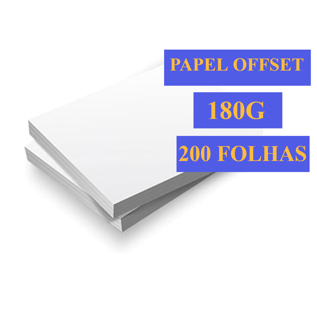 Papel Offset Opaline Liso 180g Branco Diplomata Kit 200 Folhas Masterprint