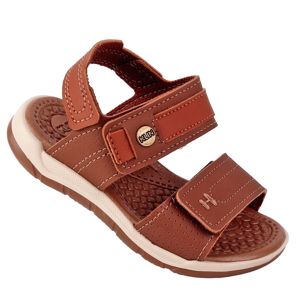 Sandália Papete Infantil KLIN Line Play Comforto com Velcro - Marrom Caramelo