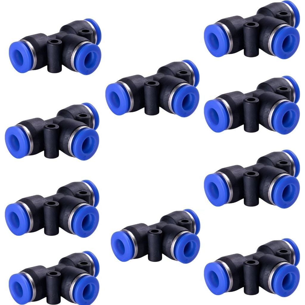 KIT 10 Peças Conexão Pneumática União Em T 04mm ( Tee ) Linhar de ar e pintura