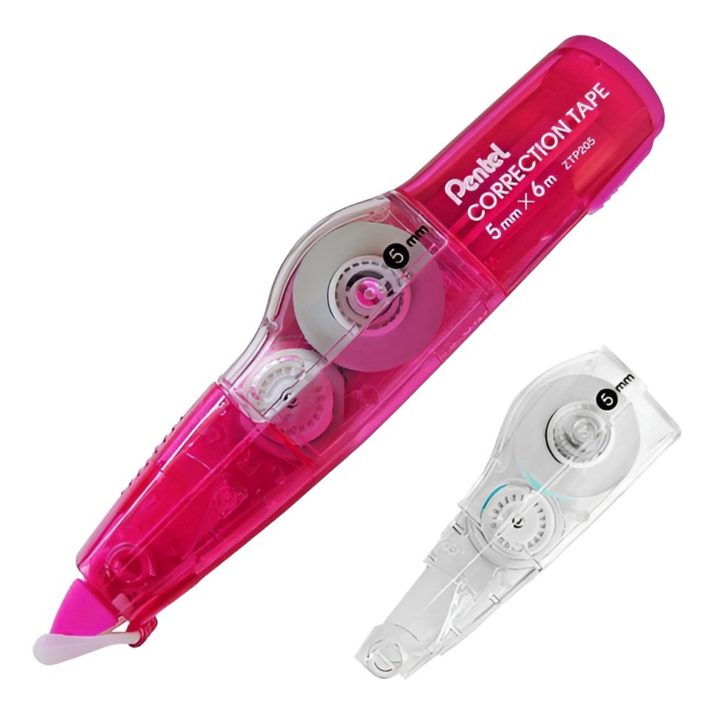 Fita Corretiva Pentel Rosa 6m x 5mm Com Refil ZTP205R