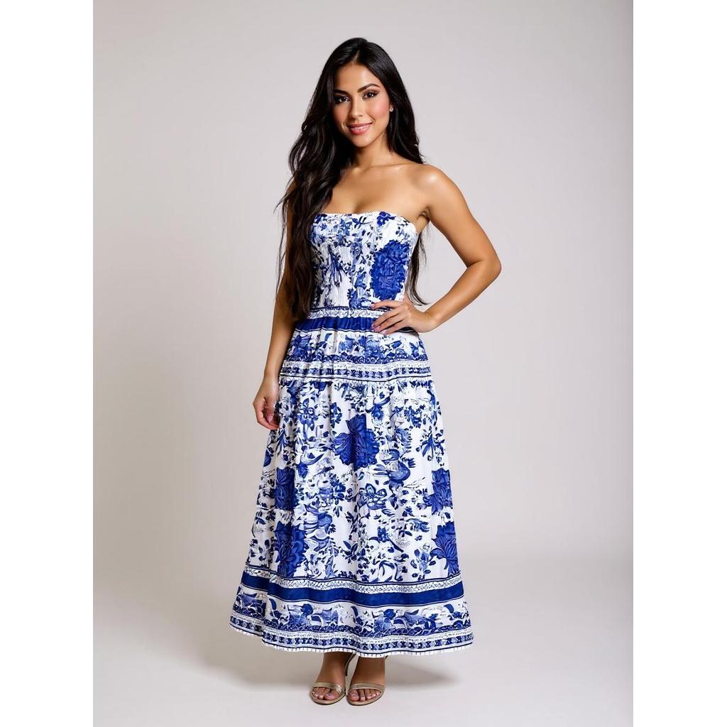 Vestido LONGO Feminino Verão Vestido Longo Tomara que Caia Vestido Floral Vestido Verão 2026 Vestidos Estampados Floral