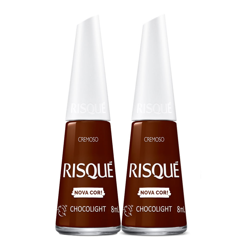 Kit 2 Esmalte Risqué Nova Cor Cremoso Cor Chocolight 8ml em Oferta na Shopee