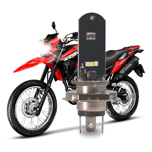 Imagem Lâmpada Farol Super Led Moto 6000k Thork - Tipo Cavalinho H4 Preto Branco-frio