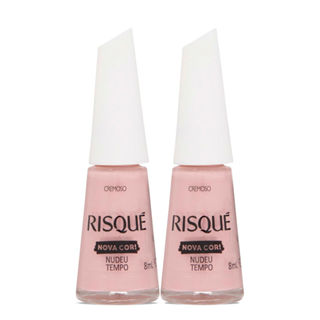 Kit 2 Esmalte Risqué Nova Cor Cremoso Cor Nudeu Tempo 8ml em Oferta na Shopee