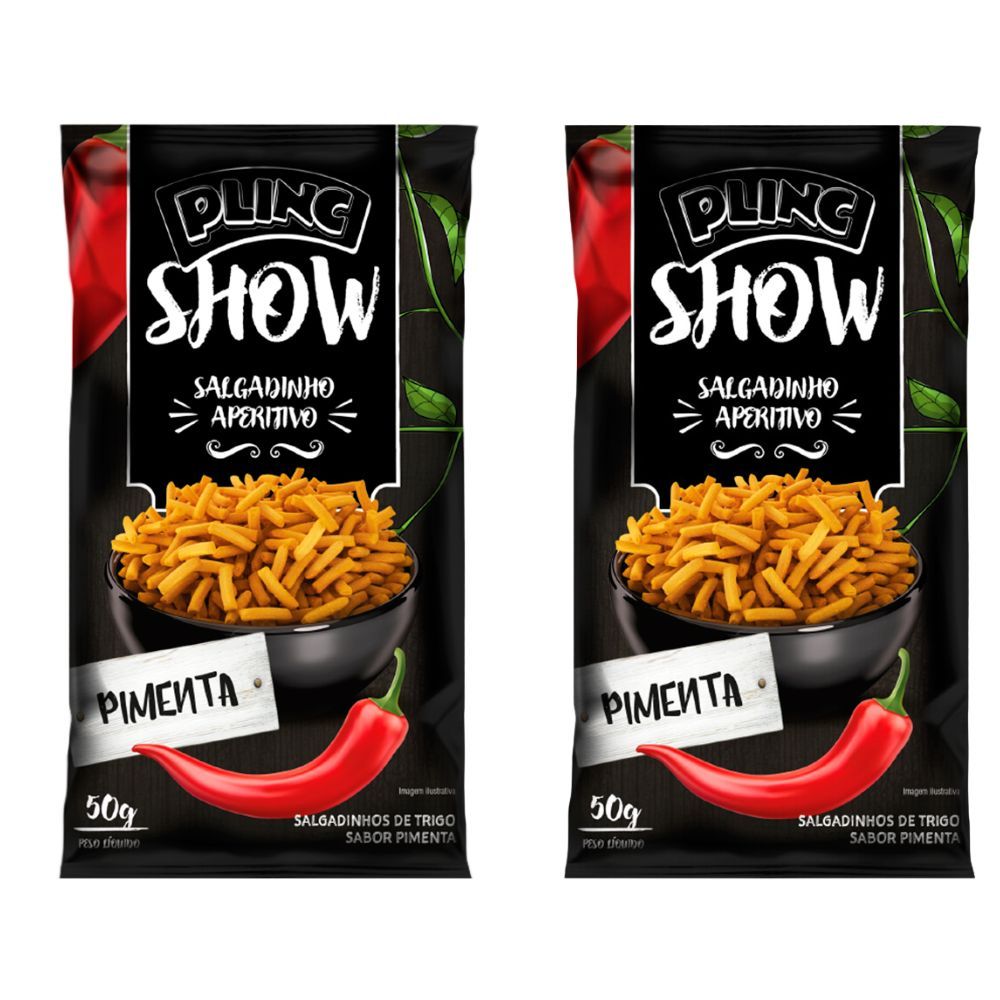 Kit 2 Salgadinho Aperitivo Plinc Show Sabor Pimenta 50g