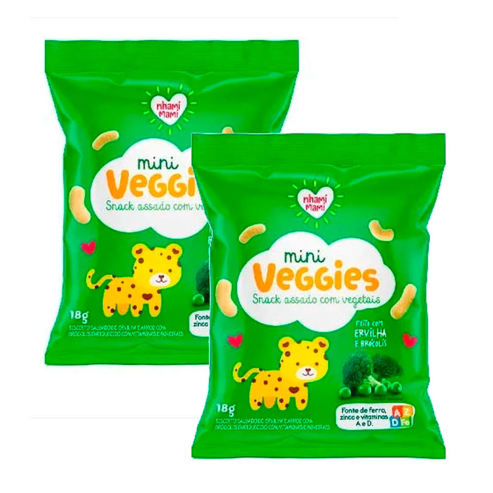 Kit 2 Biscoito Nhami Mami Mini Veggie Snack Ervilha e Brócolis 18g em Oferta na Shopee