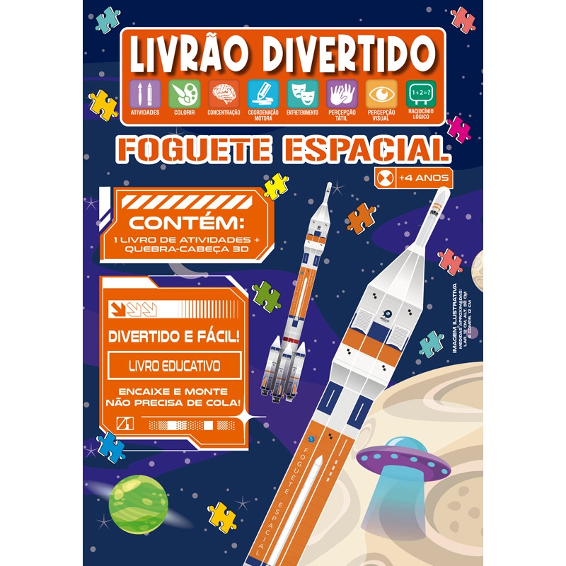 Livrão Divertido - Quebra-Cabeça 3D - Foguete Espacial em Oferta na Shopee